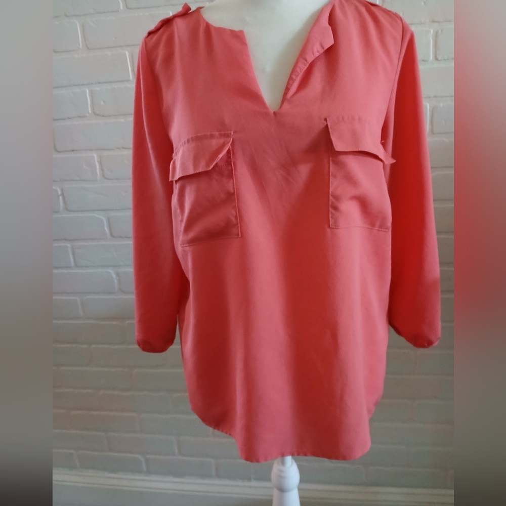Womens Coral Colored Lightweight Blouse